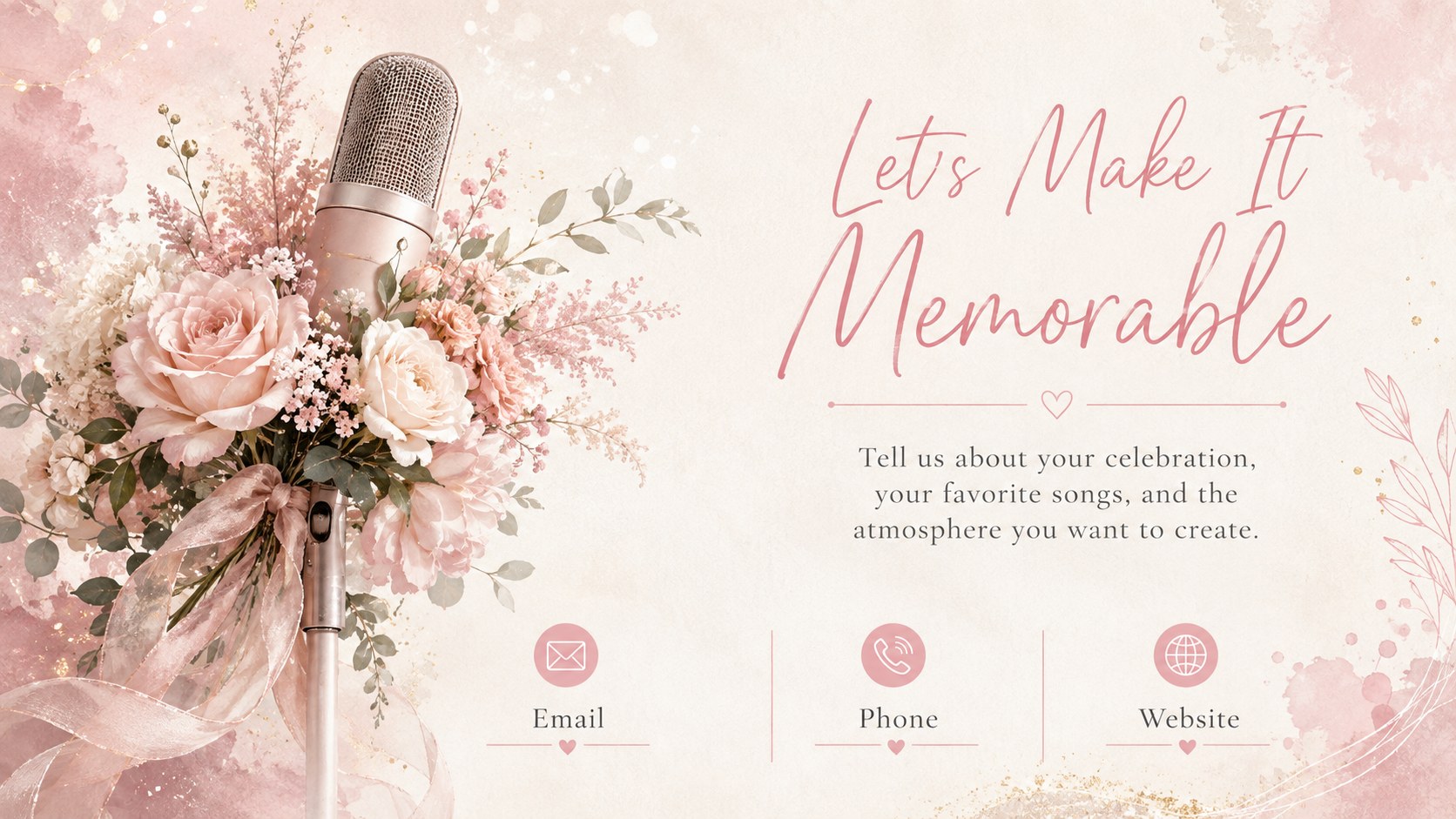 Elegant Pink Wedding Music Showcase Deck presentation template, slide 15