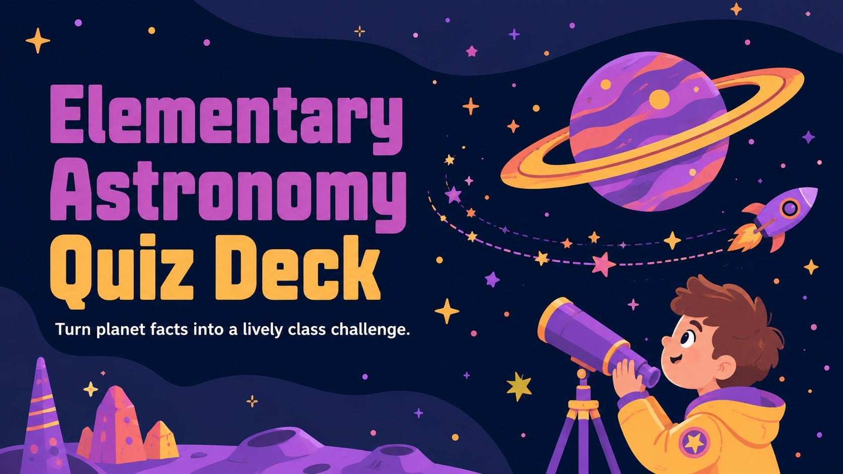 Elementary Astronomy Quiz Deck presentation template, slide 1