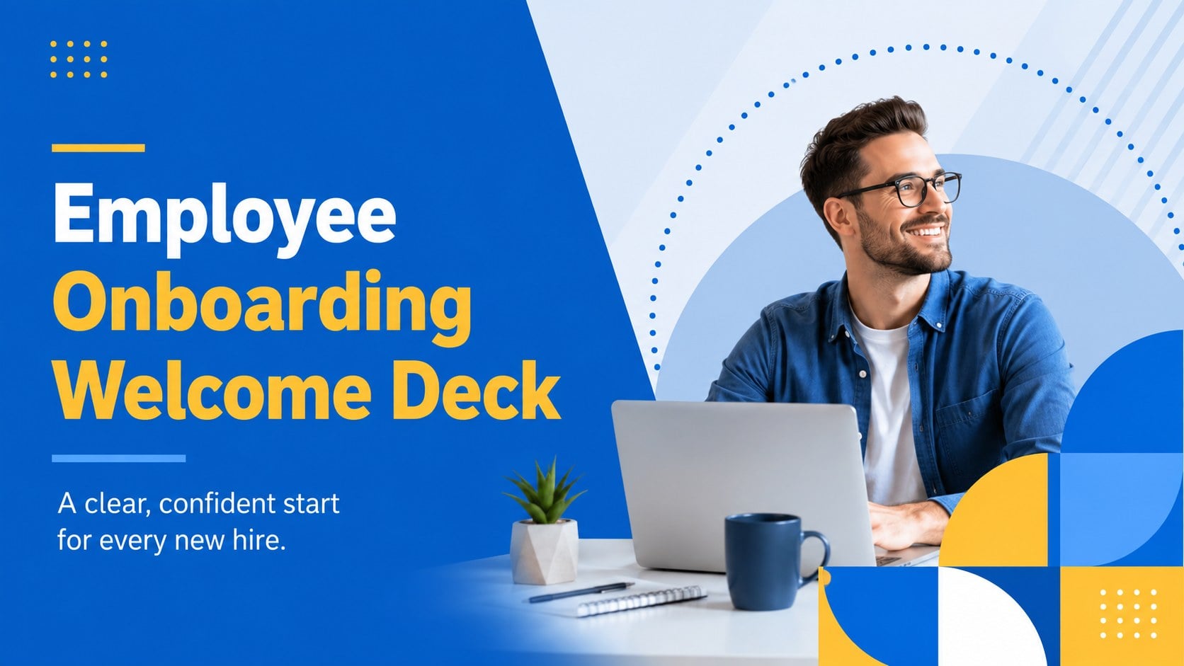 Employee Onboarding Welcome Deck presentation template, slide 1