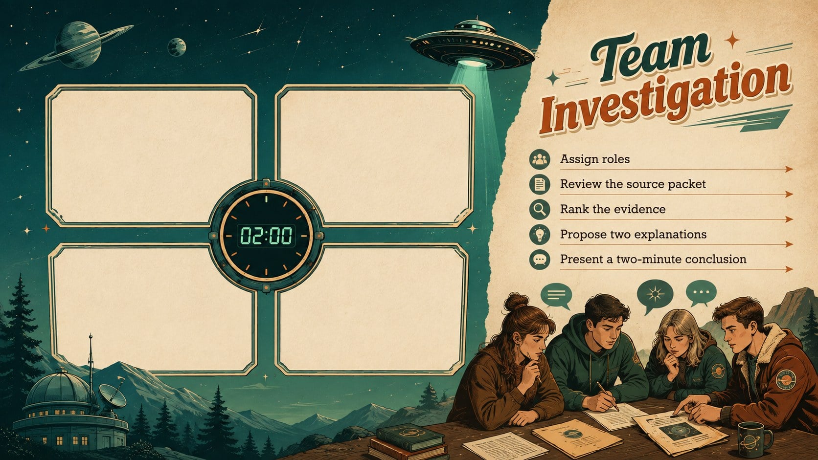Flying Saucer History Lesson Deck presentation template, slide 14
