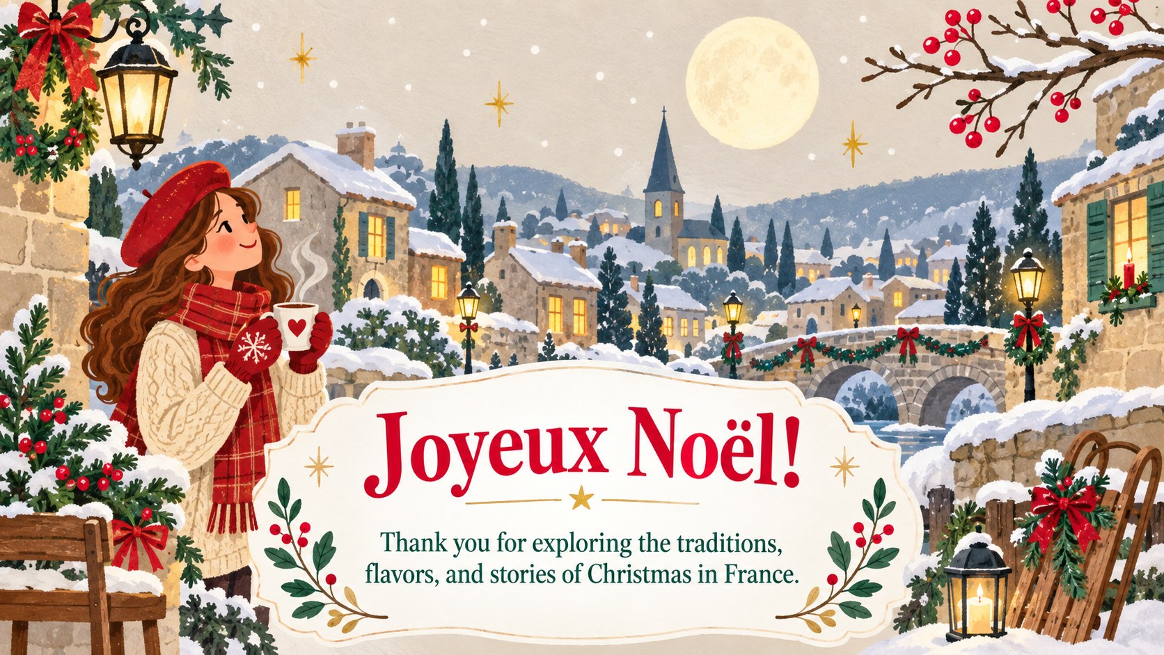 Modelo de apresentação Histórias de Natal na França, slide 16