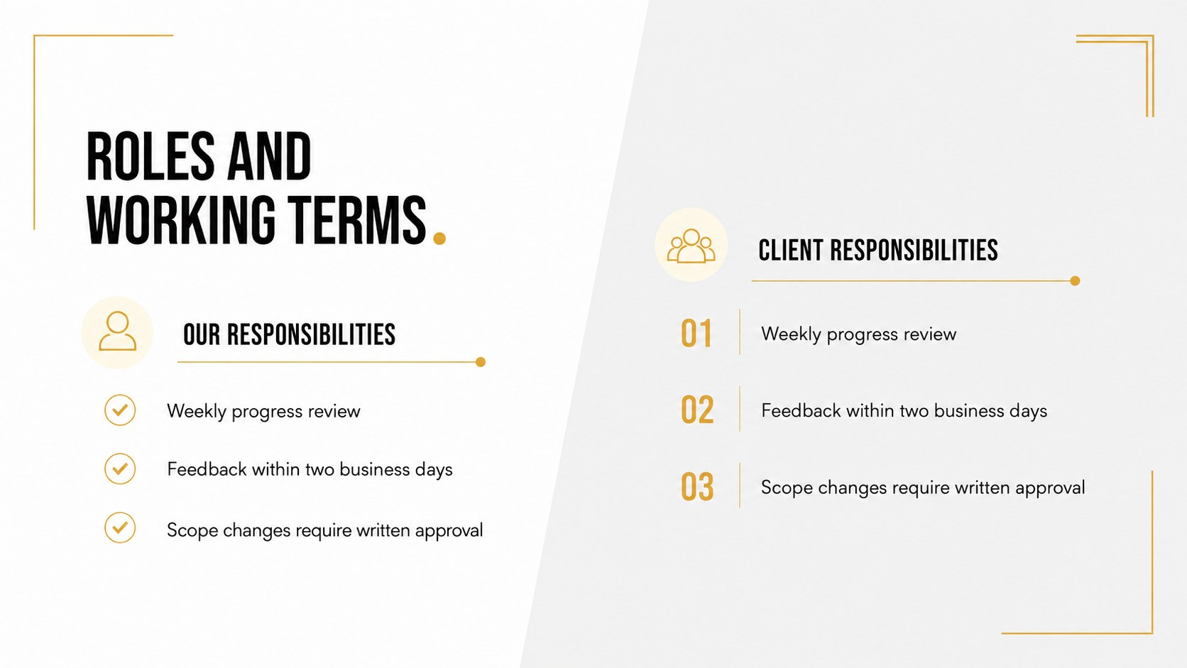 Gold Accent Client Proposal Deck presentation template, slide 12