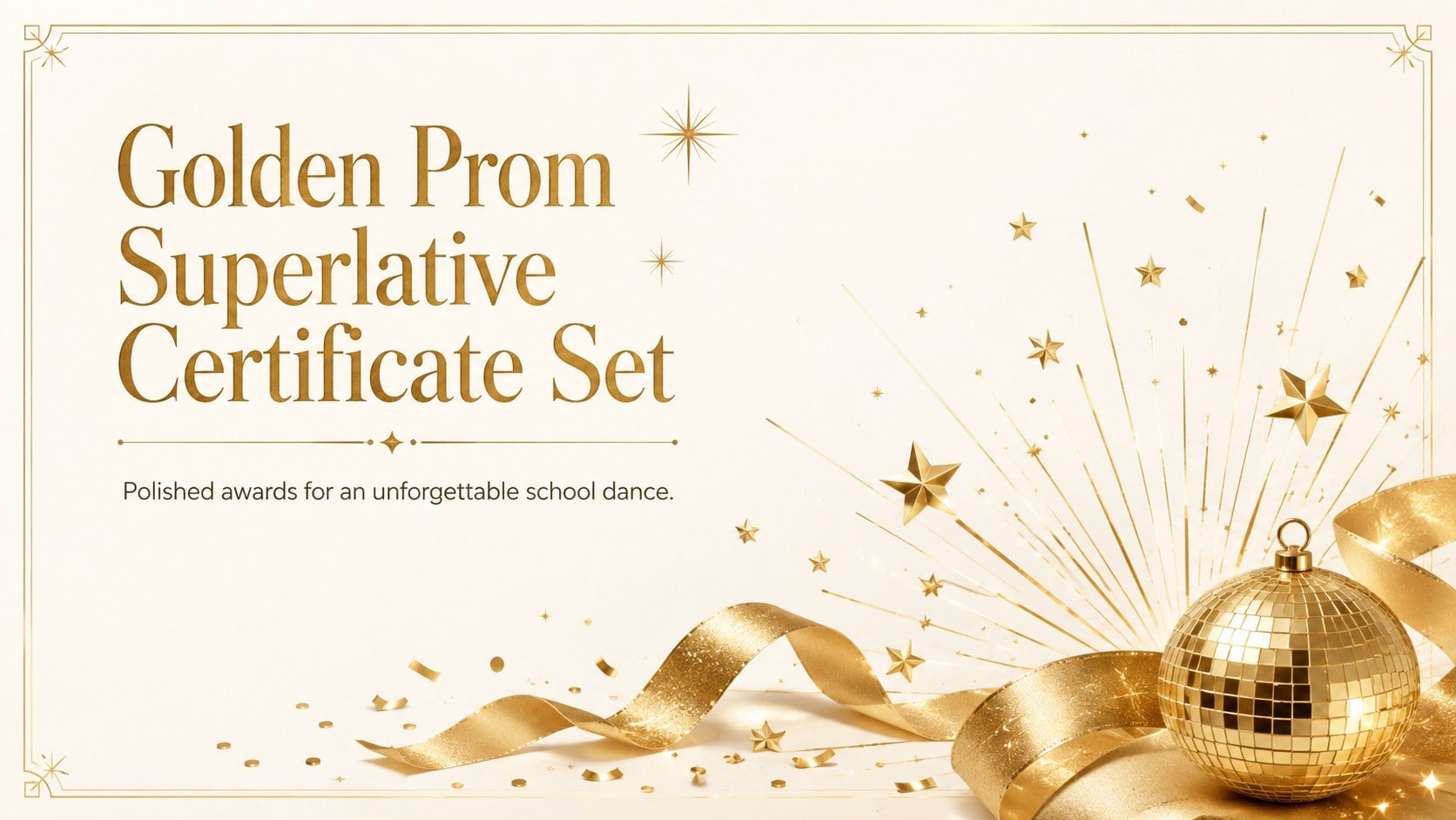 Golden Prom Superlative Certificate Set presentation template, slide 1
