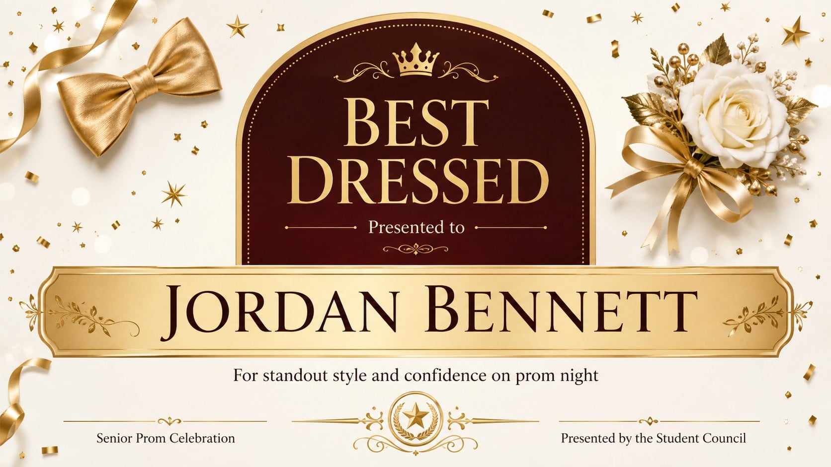 Golden Prom Superlative Certificate Set presentation template, slide 2