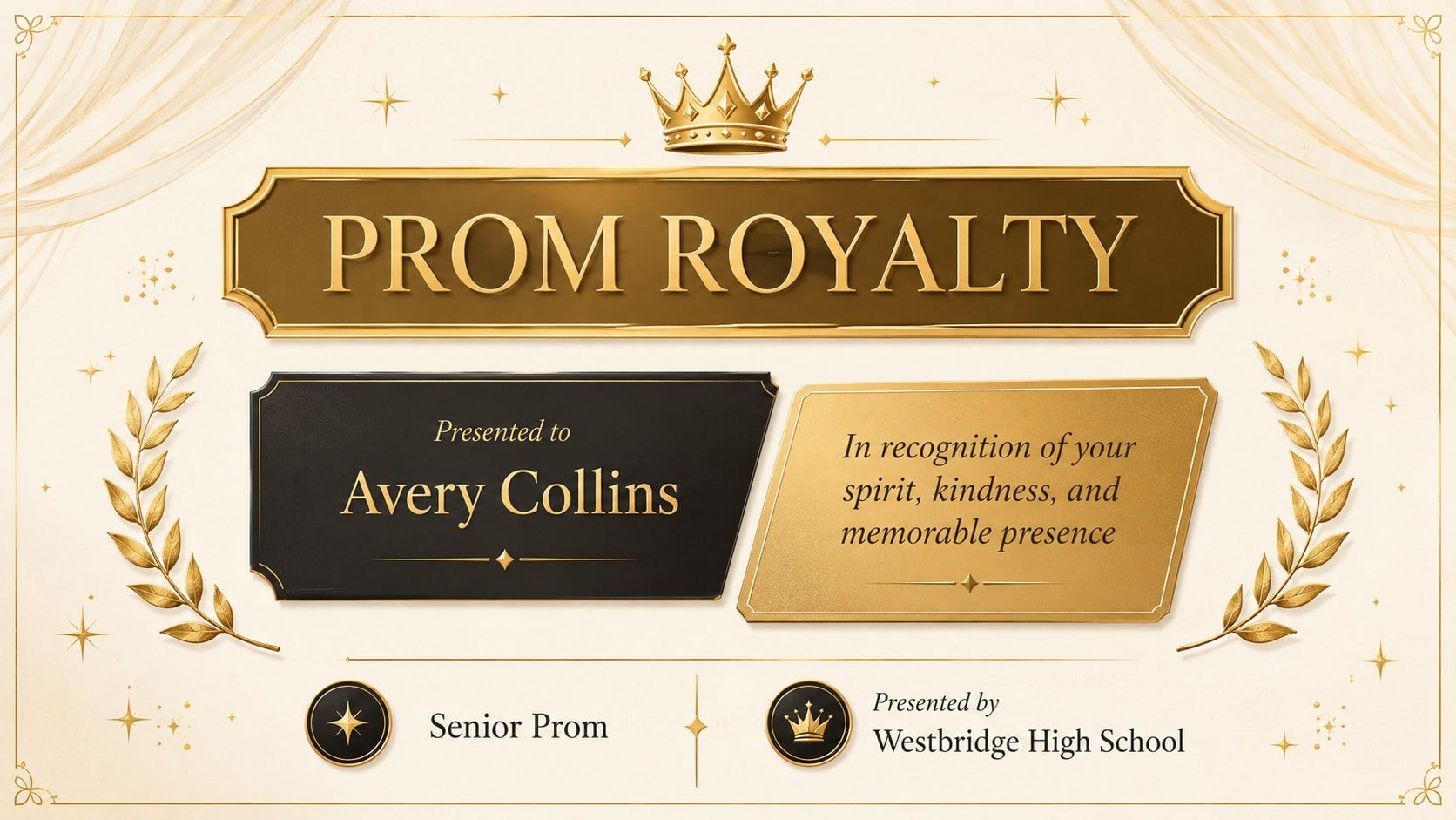 Golden Prom Superlative Certificate Set presentation template, slide 4
