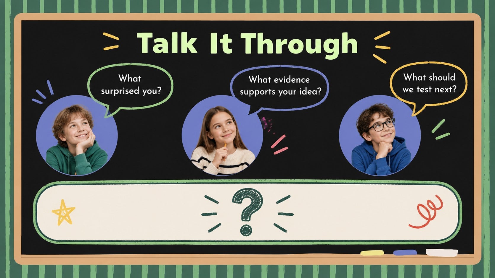Green Chalkboard Classroom Meeting Deck presentation template, slide 7