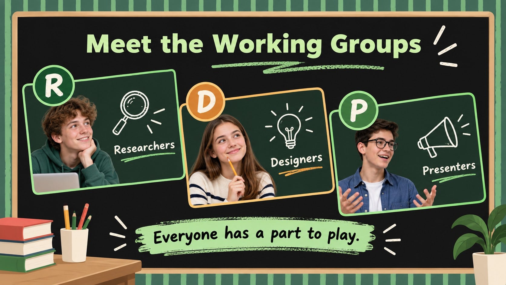 Green Chalkboard Classroom Meeting Deck presentation template, slide 8