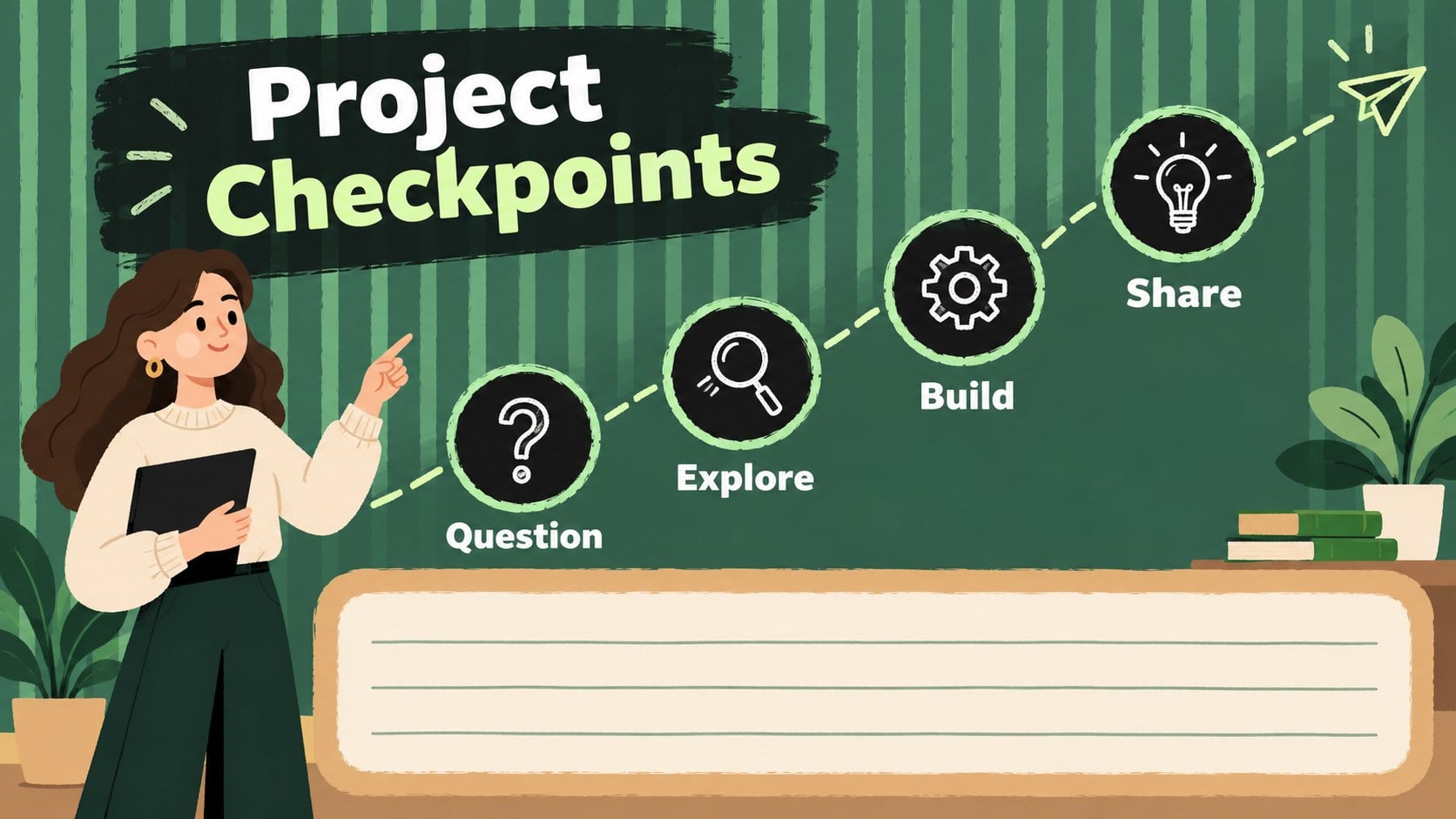 Green Chalkboard Classroom Meeting Deck presentation template, slide 9