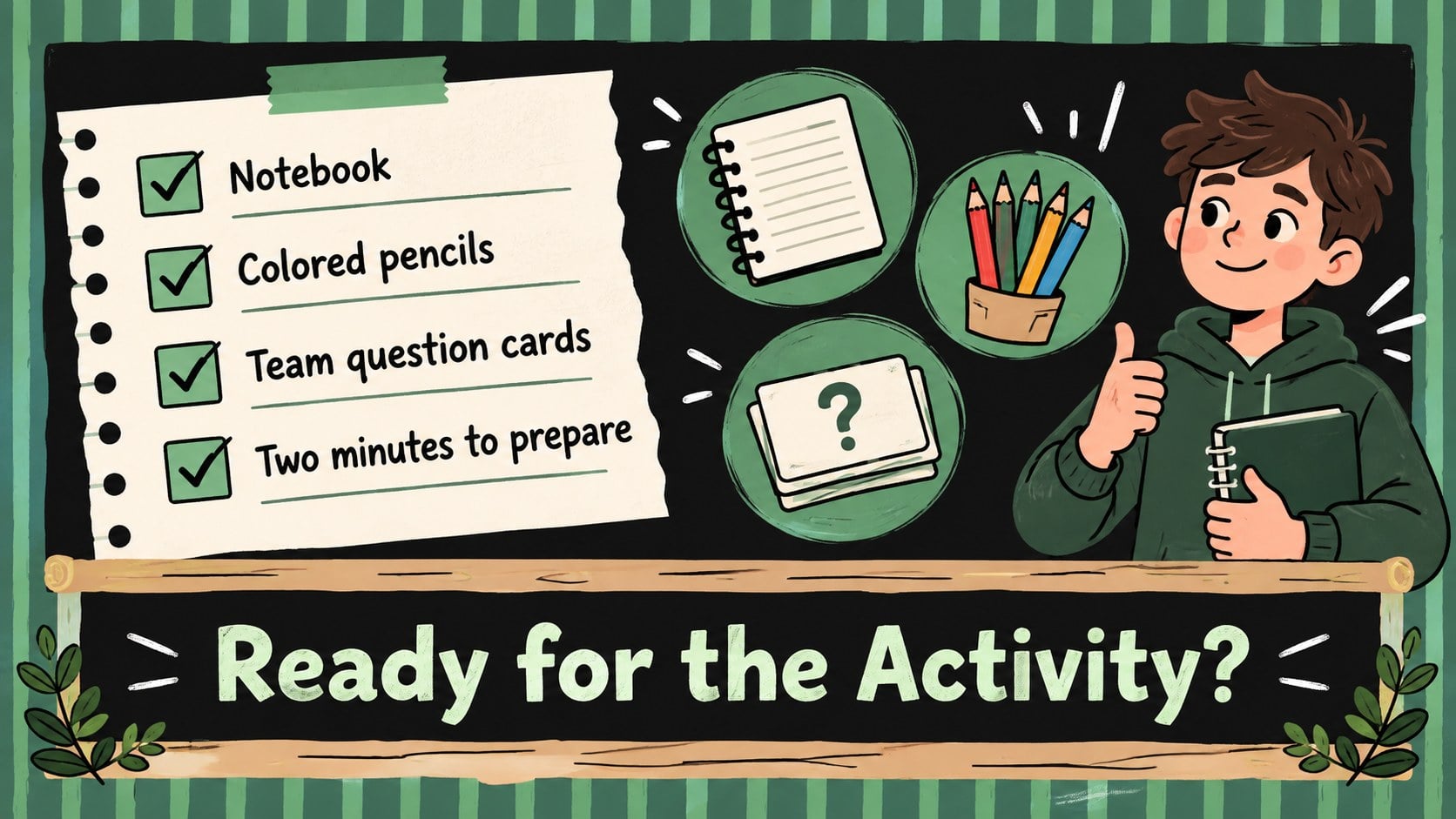 Green Chalkboard Classroom Meeting Deck presentation template, slide 13