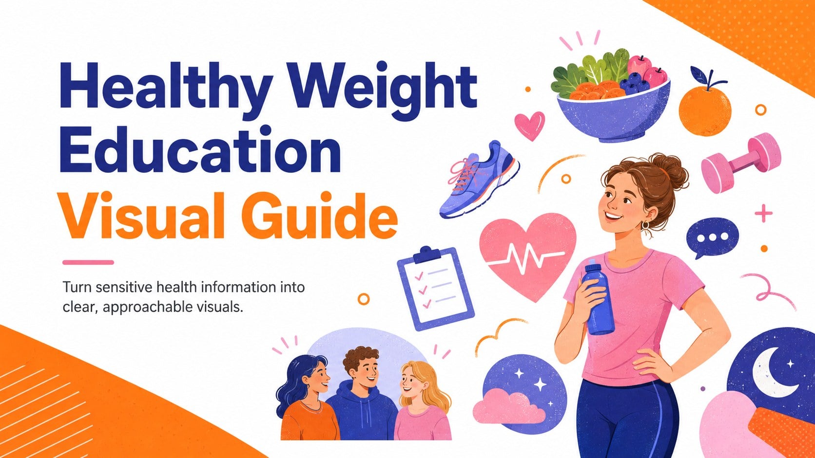 Healthy Weight Education Visual Guide presentation template, slide 1
