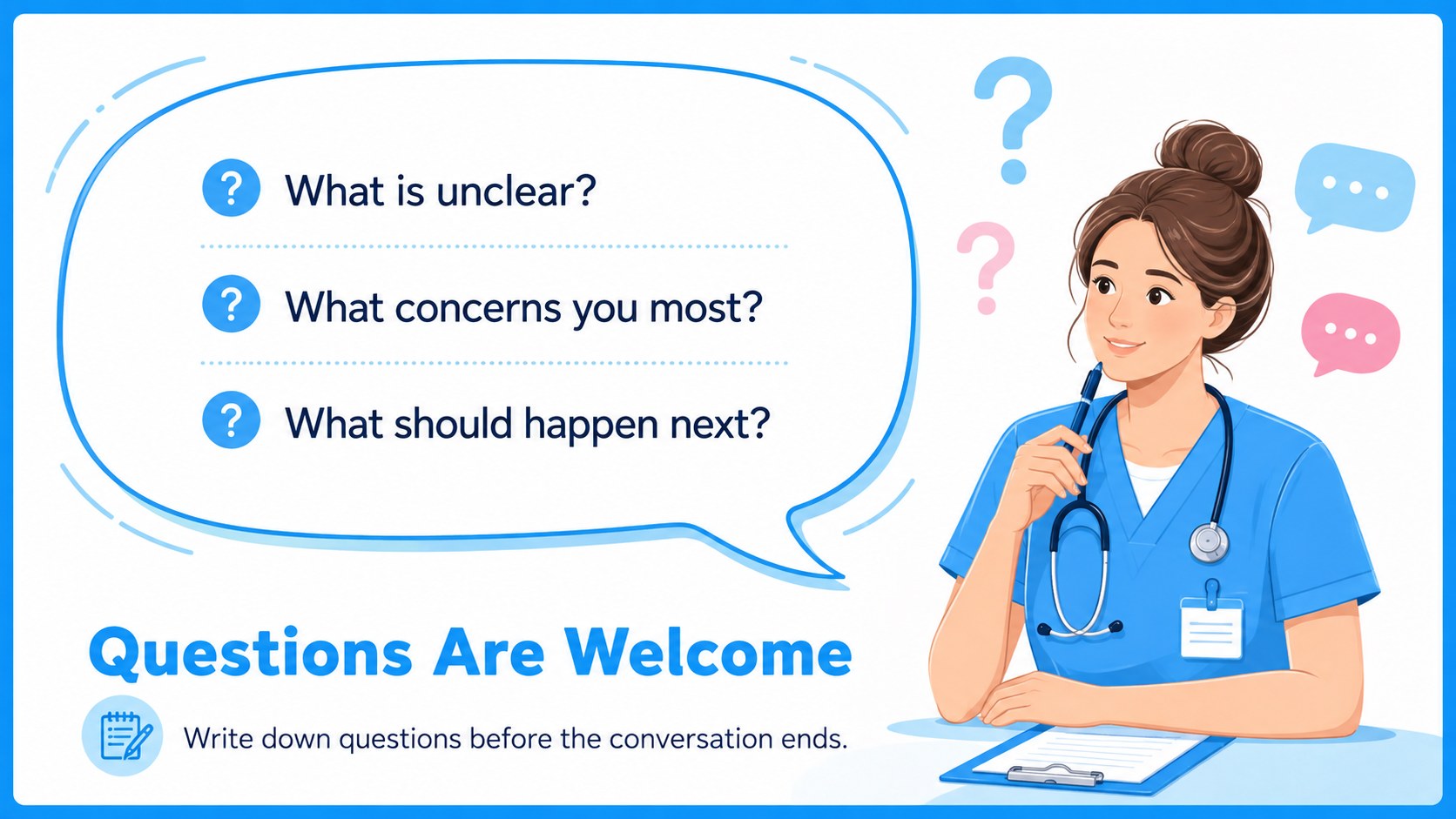 Illustrated Patient Care Communication Deck presentation template, slide 14