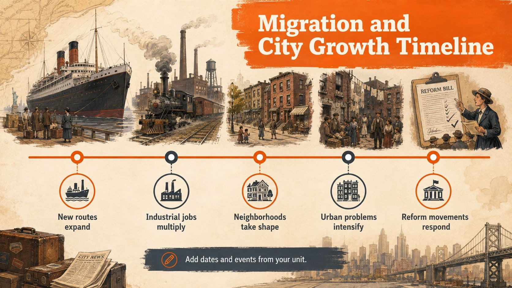 Modelo de apresentação Imigração e Crescimento Urbano, slide 13
