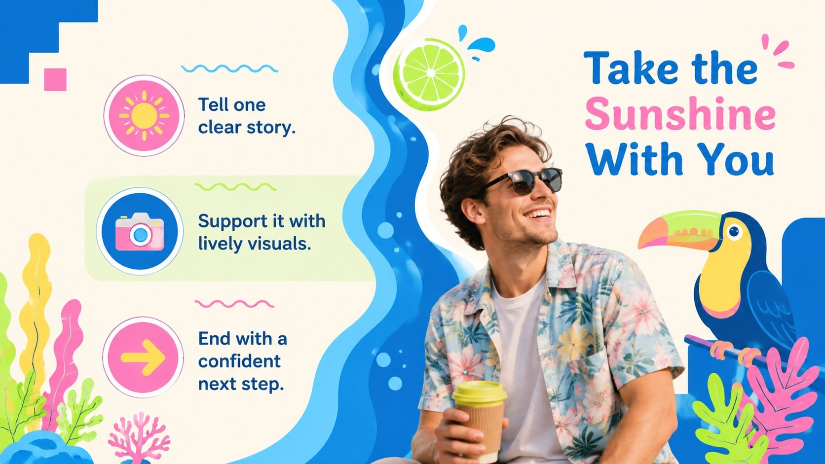 Island Sunshine Tropical Slides Deck presentation template, slide 13