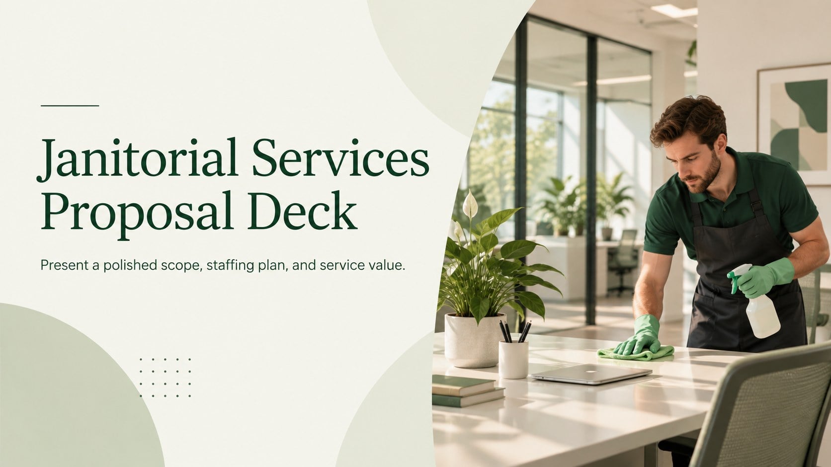 Janitorial Services Proposal Deck presentation template, slide 1
