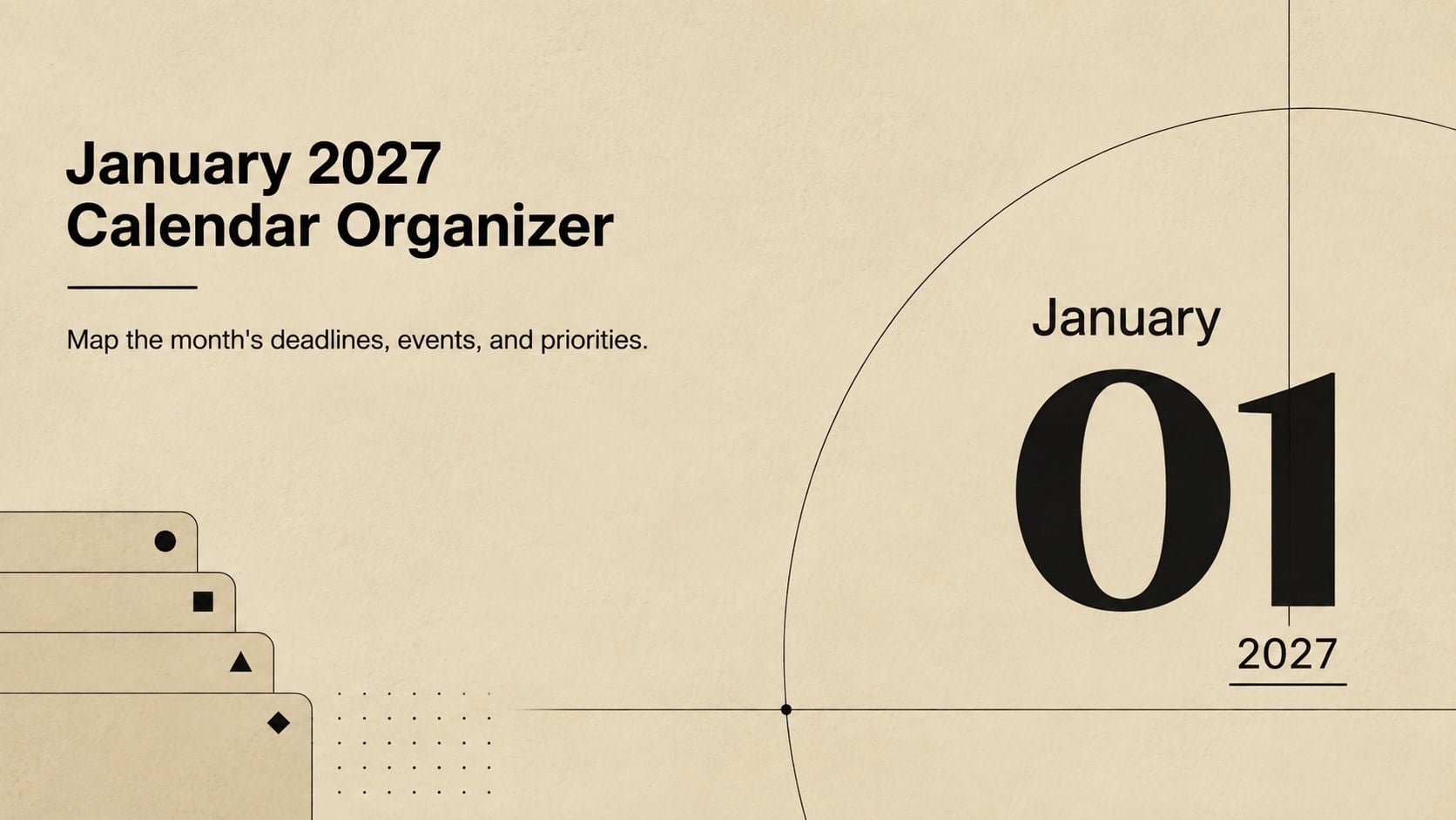 January 2027 Calendar Organizer presentation template, slide 1