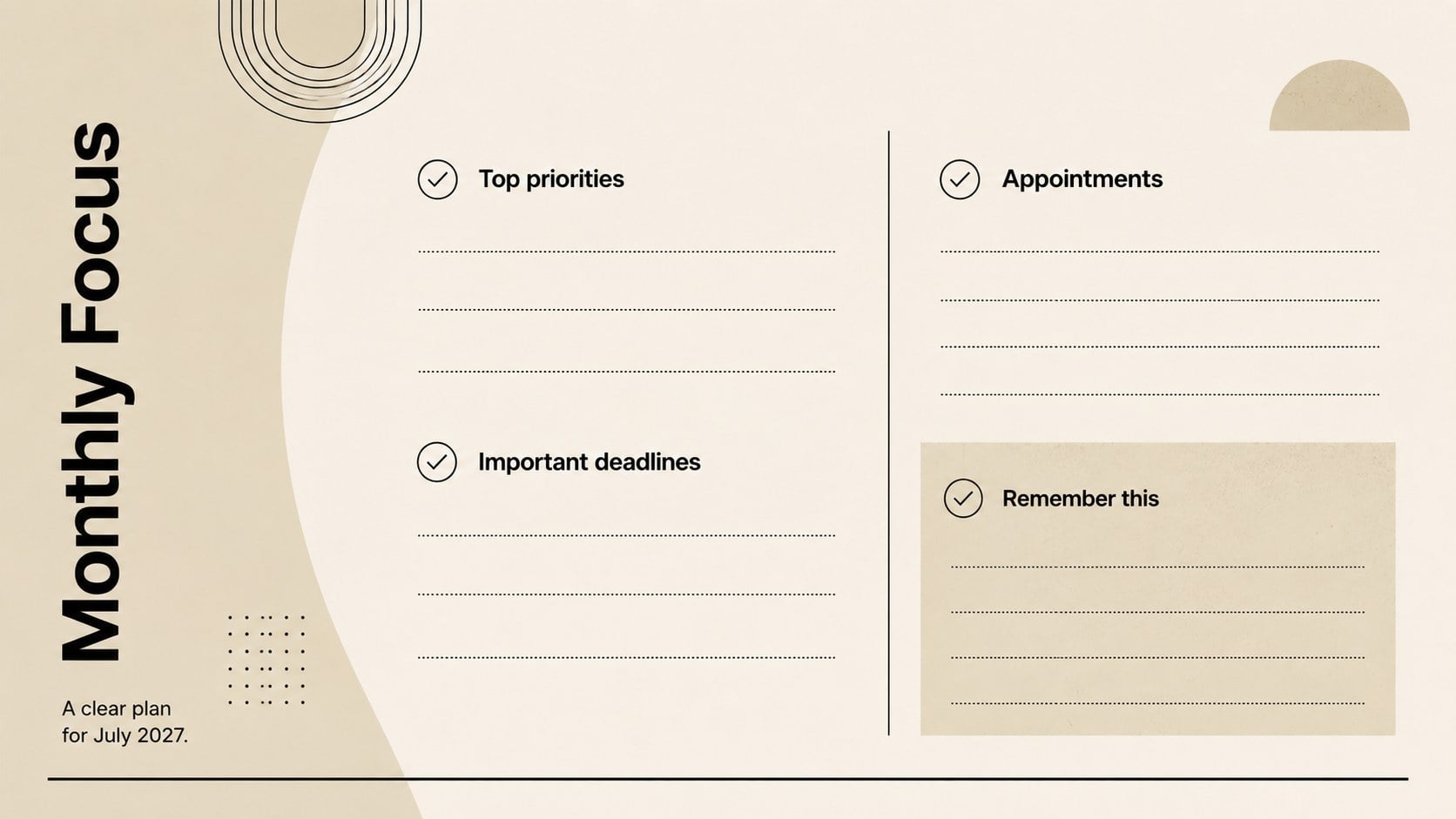 Modelo de apresentação Planner Minimalista de Julho de 2027, slide 3
