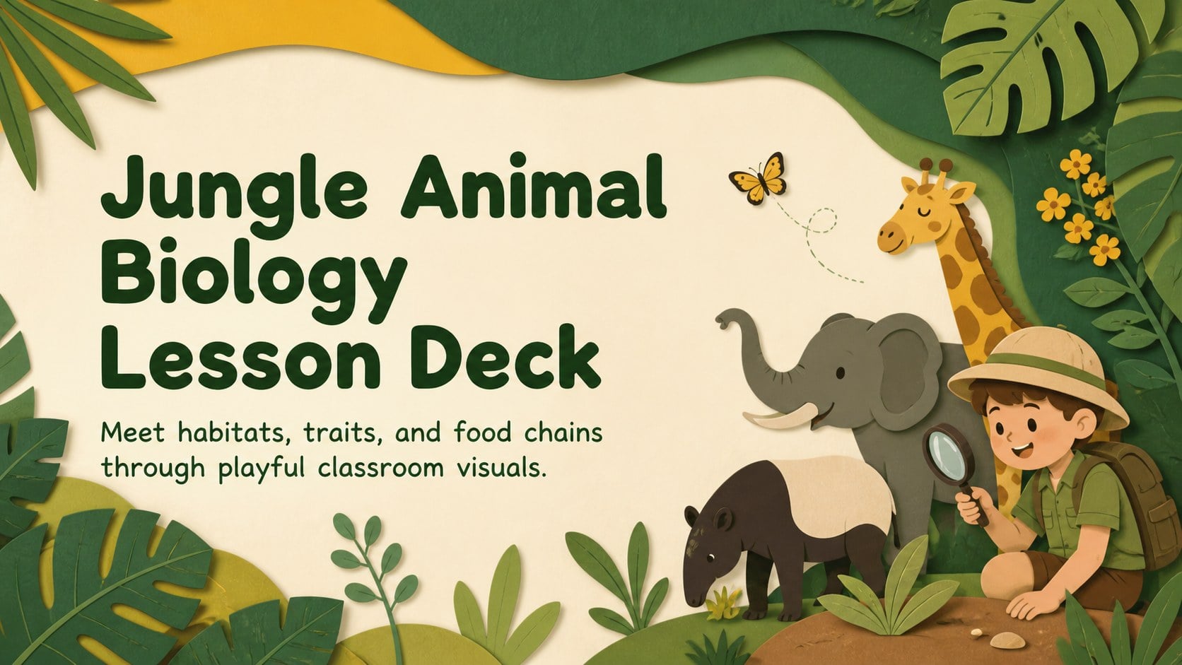 Modelo de apresentação Aula de Biologia com Animais da Floresta, slide 1