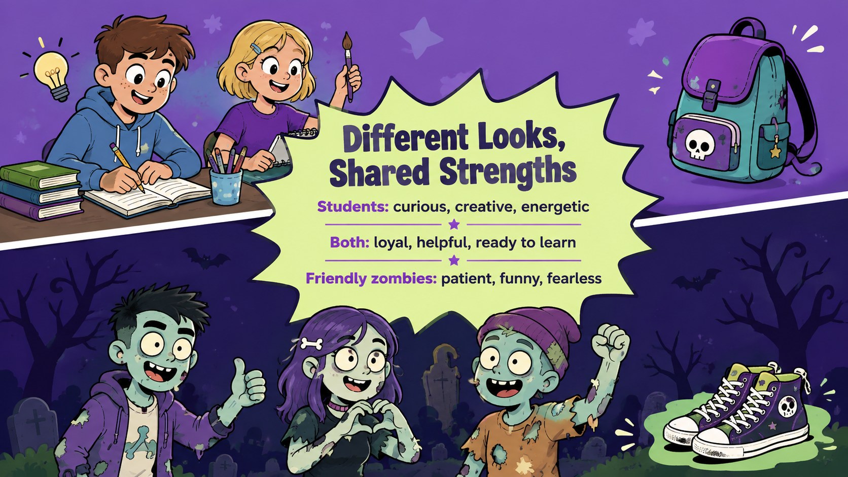 Kid-Friendly Zombie Celebration Theme presentation template, slide 10