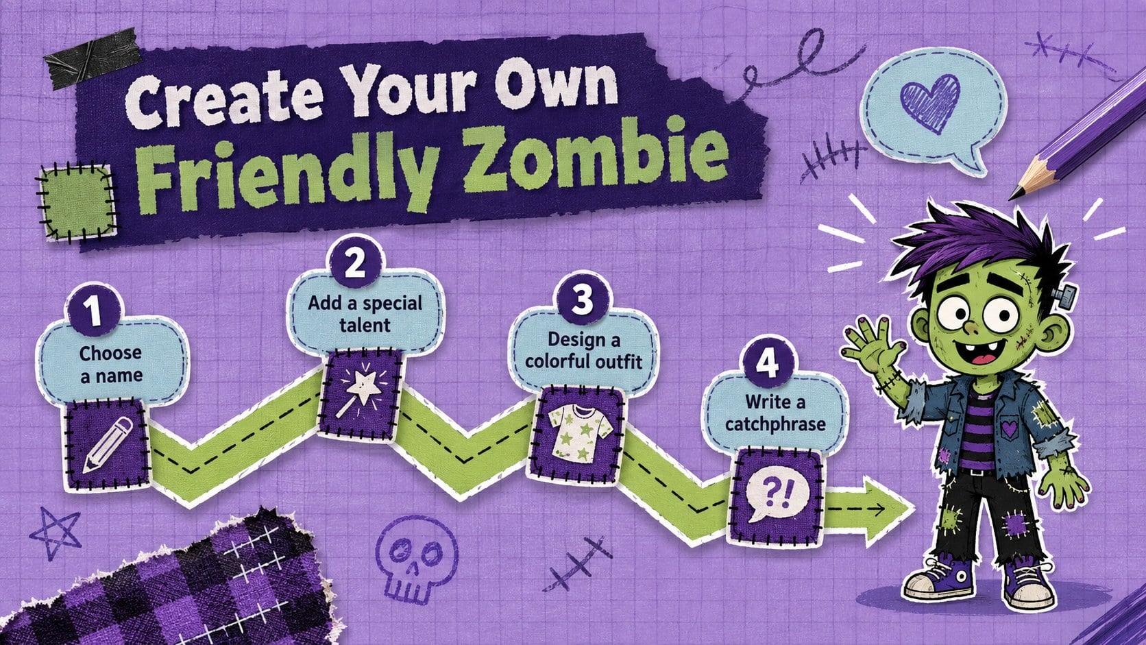 Kid-Friendly Zombie Celebration Theme presentation template, slide 11