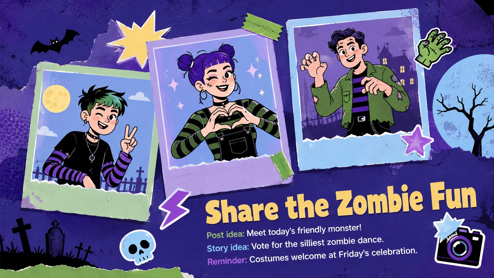 Kid-Friendly Zombie Celebration Theme presentation template, slide 12