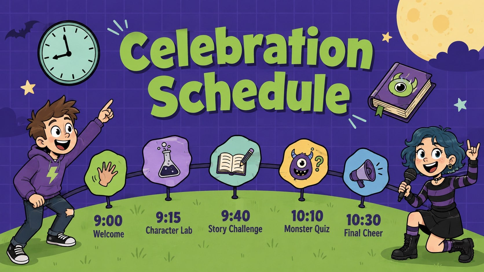 Kid-Friendly Zombie Celebration Theme presentation template, slide 13