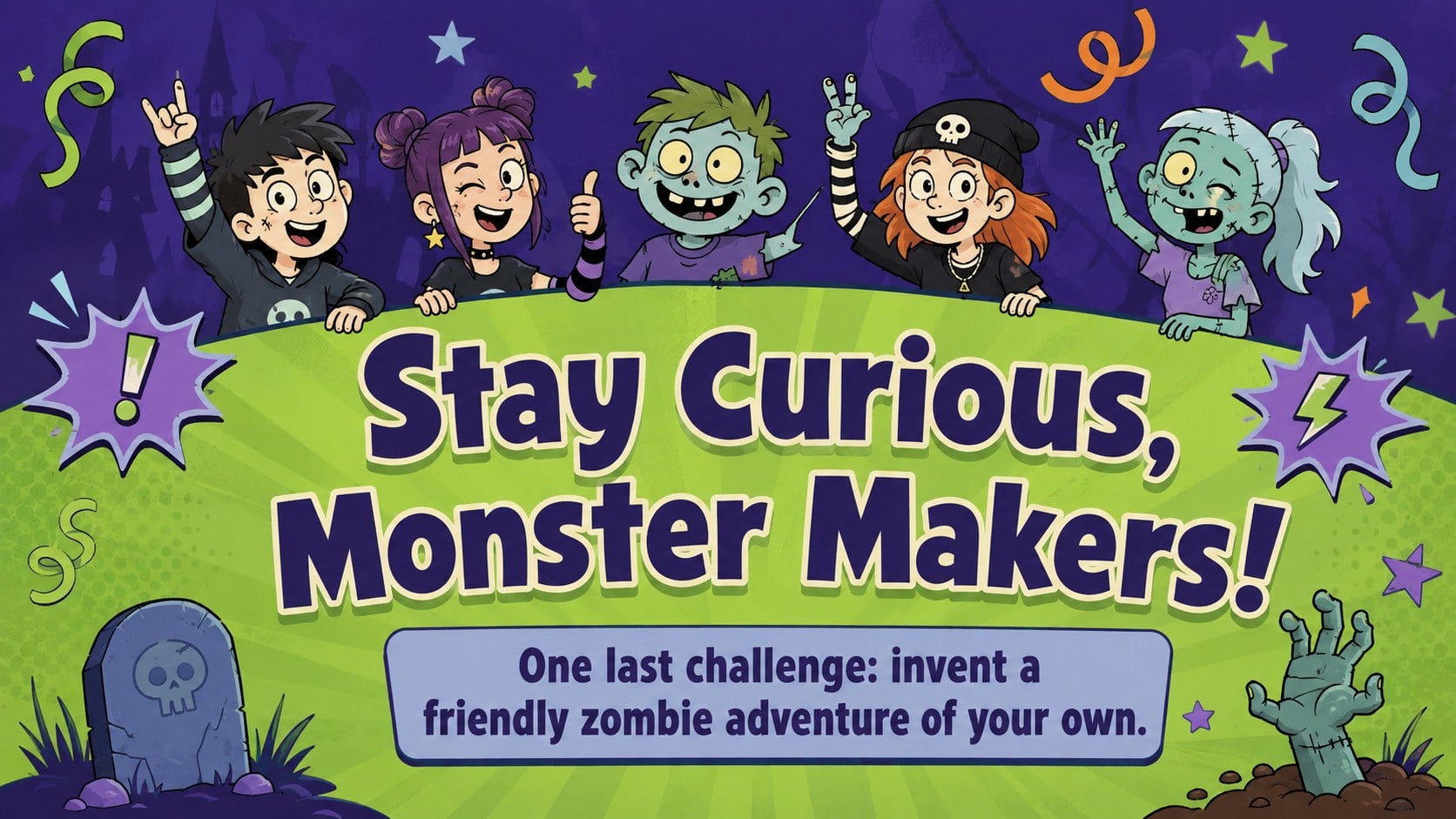 Kid-Friendly Zombie Celebration Theme presentation template, slide 15