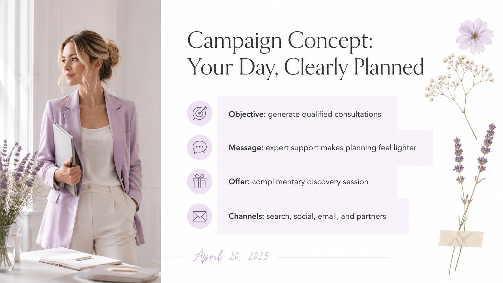 Lavender Bridal Planning Business Strategy Deck presentation template, slide 12