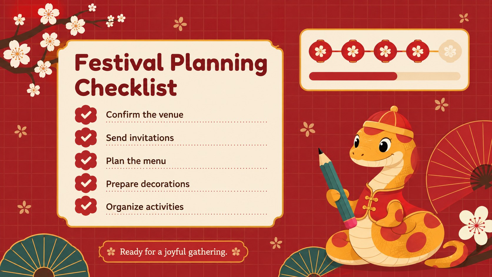 Lunar Snake Festival Presentation Theme presentation template, slide 13