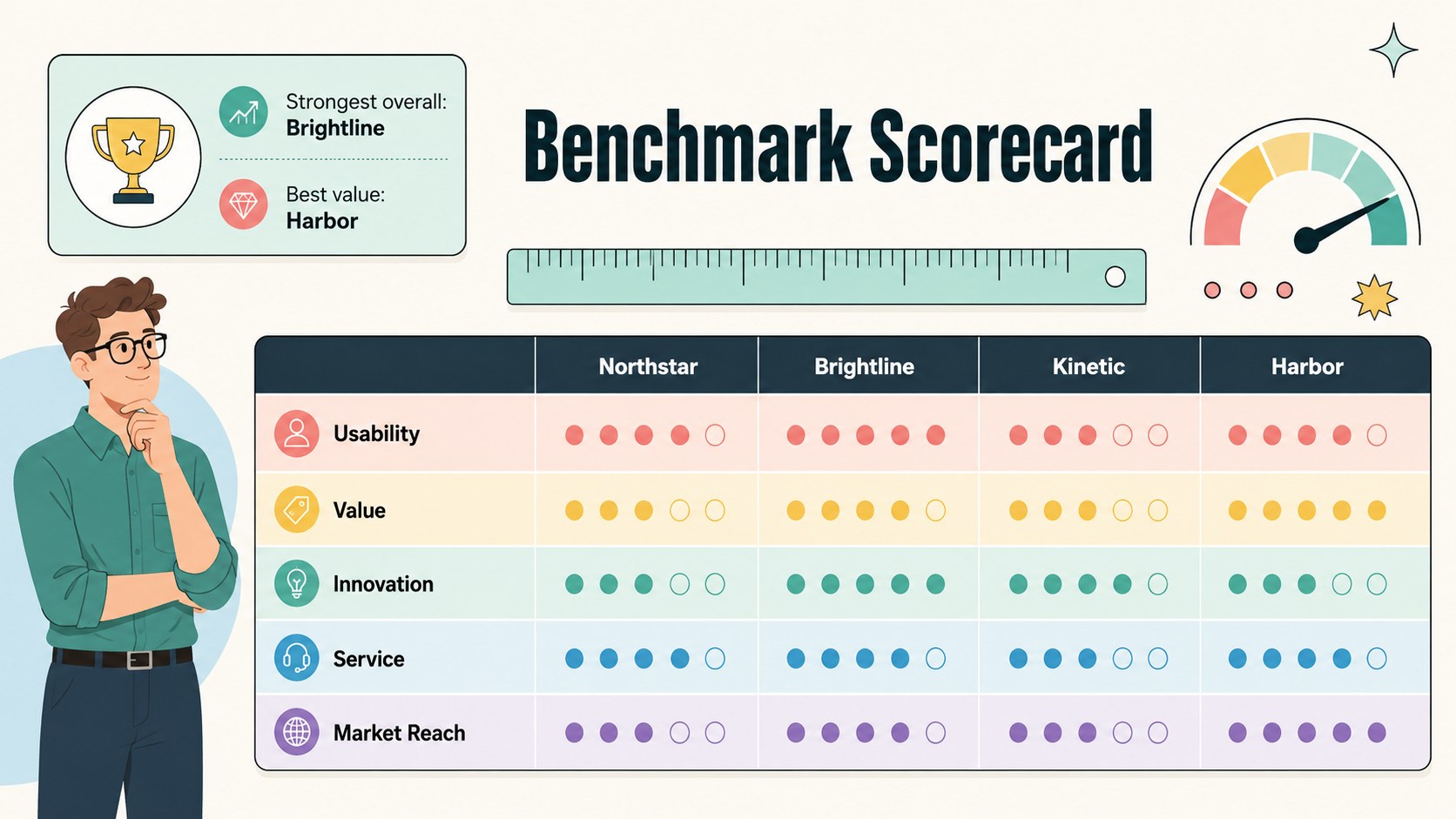 Modelo de apresentação Benchmarking de Concorrentes no Mercado, slide 10