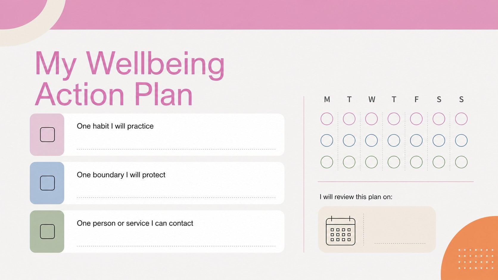 Mental Wellness Workshop Deck presentation template, slide 13