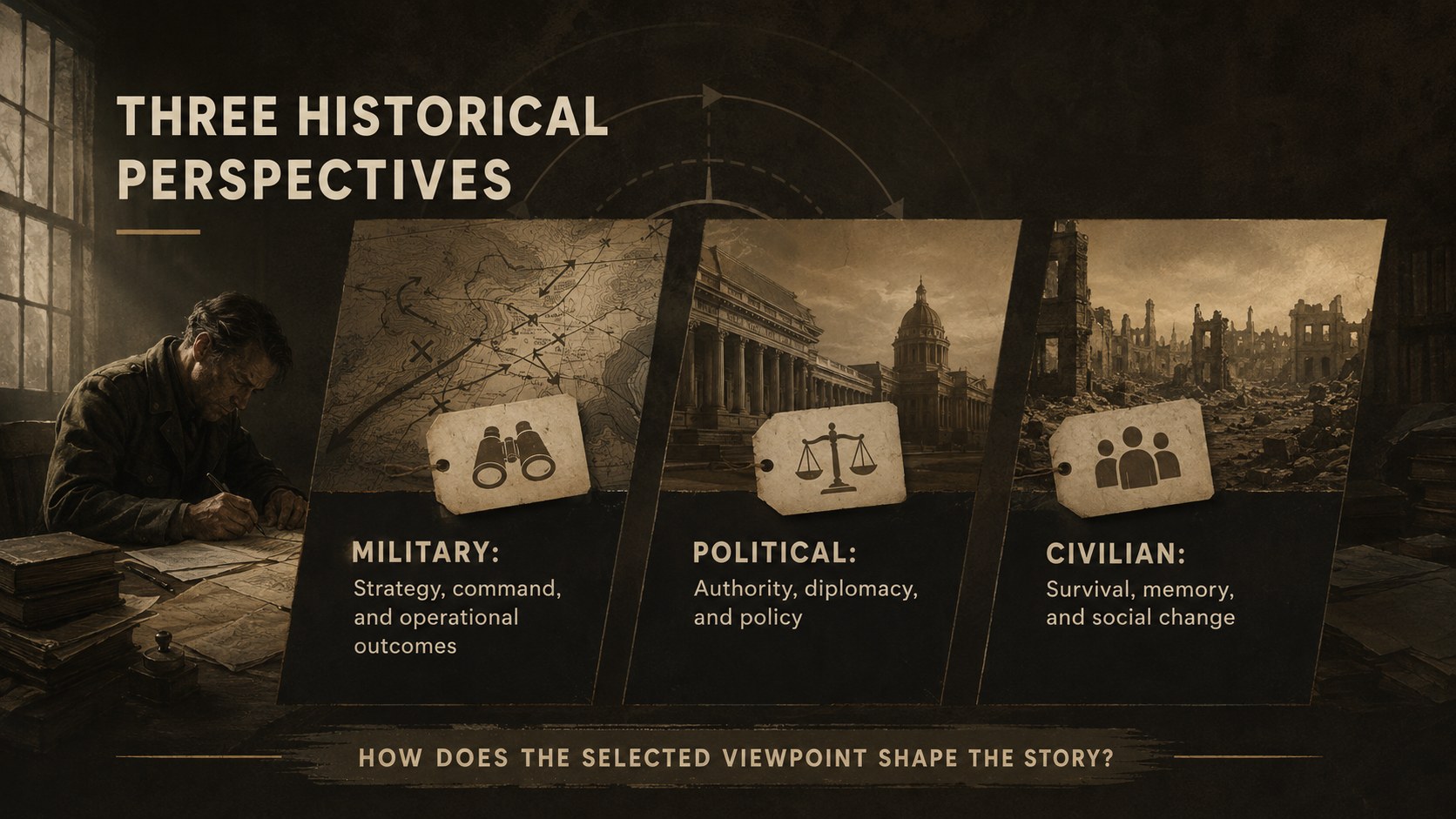 Military History Classroom Theme presentation template, slide 13