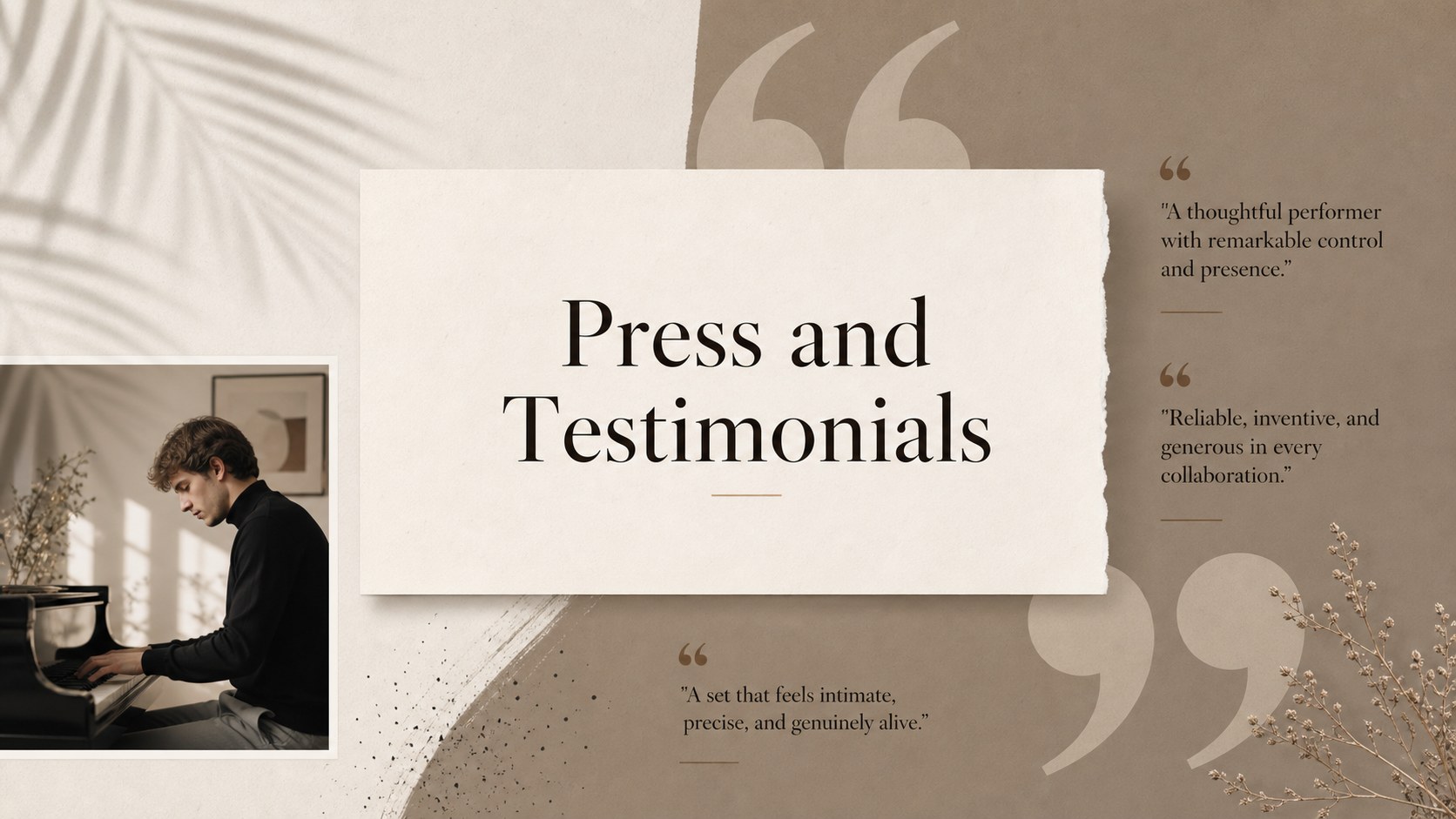 Minimalist Music Career Portfolio Deck presentation template, slide 10