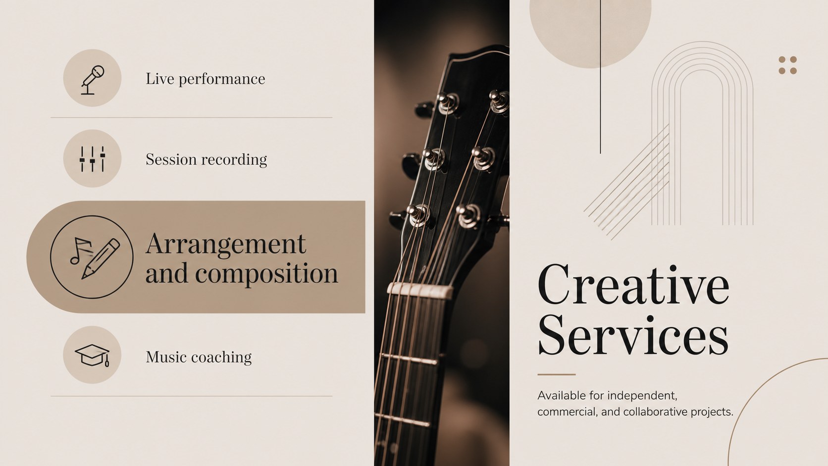 Minimalist Music Career Portfolio Deck presentation template, slide 11