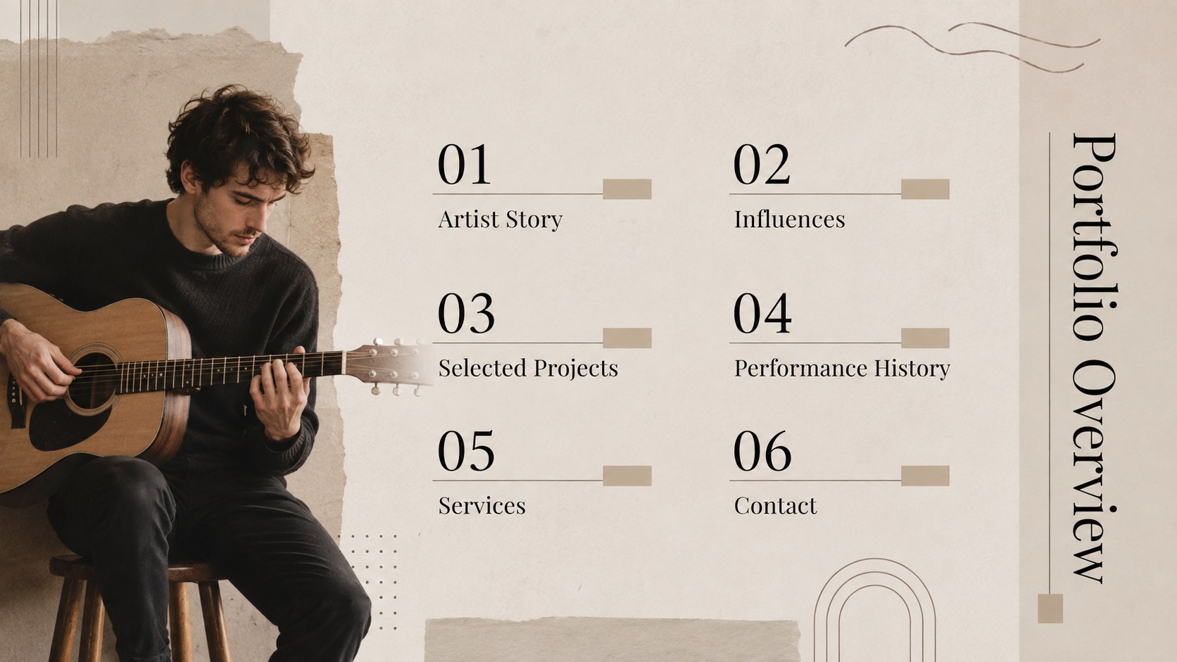 Minimalist Music Career Portfolio Deck presentation template, slide 13