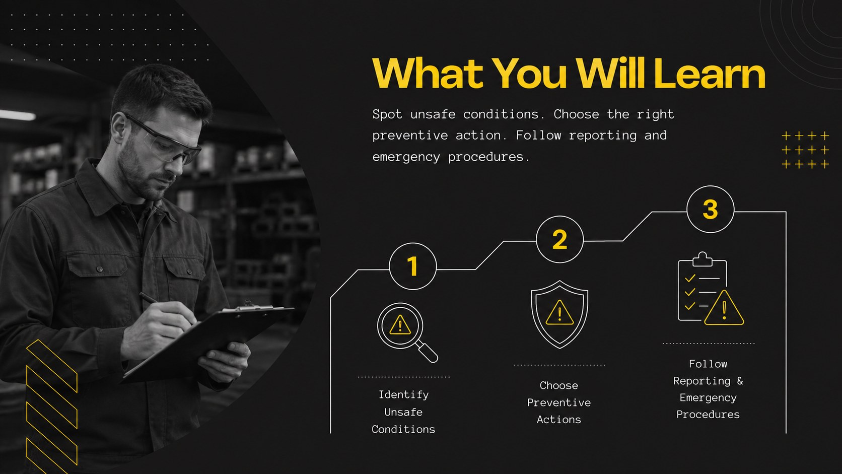 Modern Black Employee Safety Training Presentation presentation template, slide 3