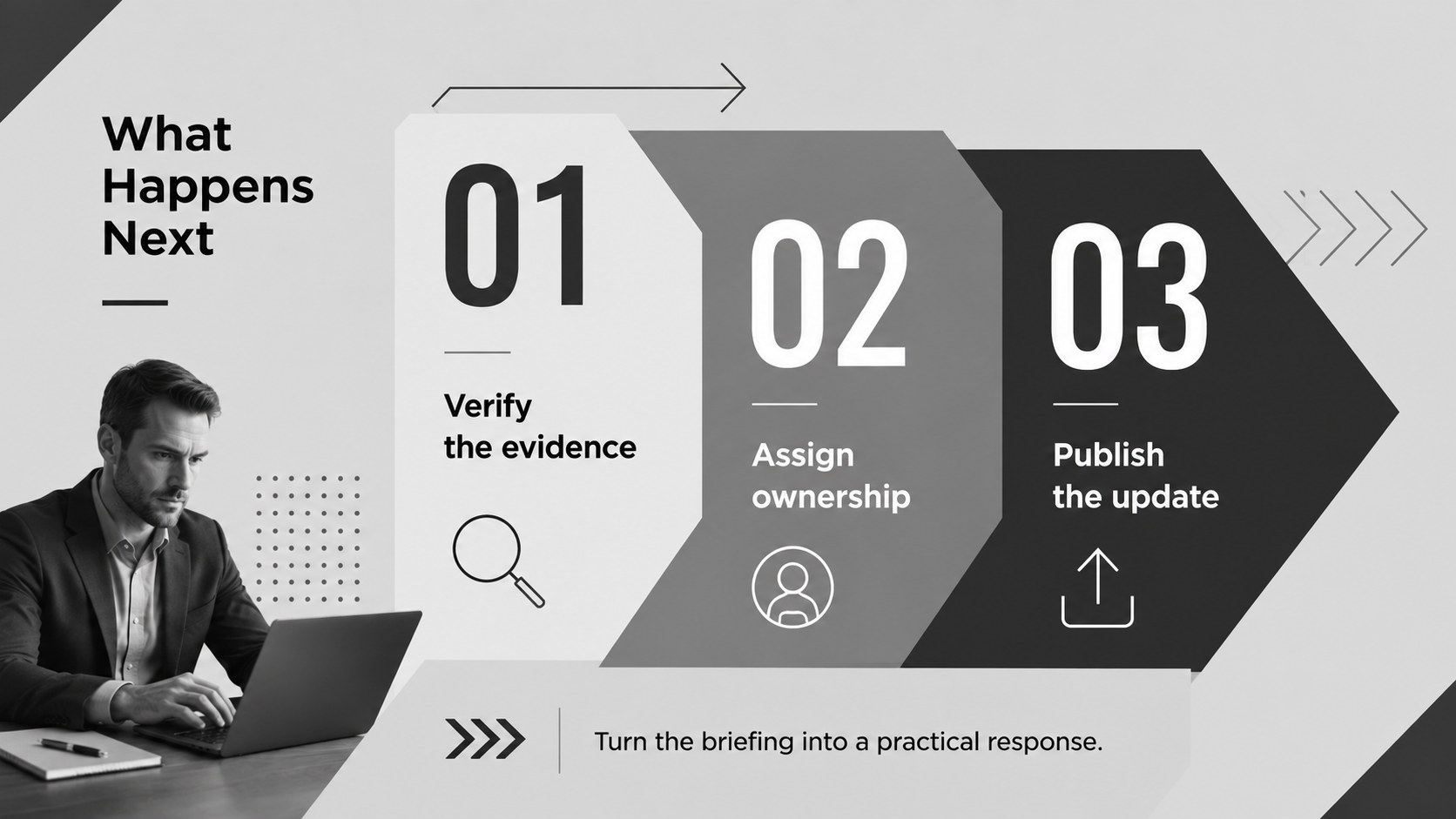 Modelo de apresentação Briefing em Estilo Jornal Moderno, slide 12