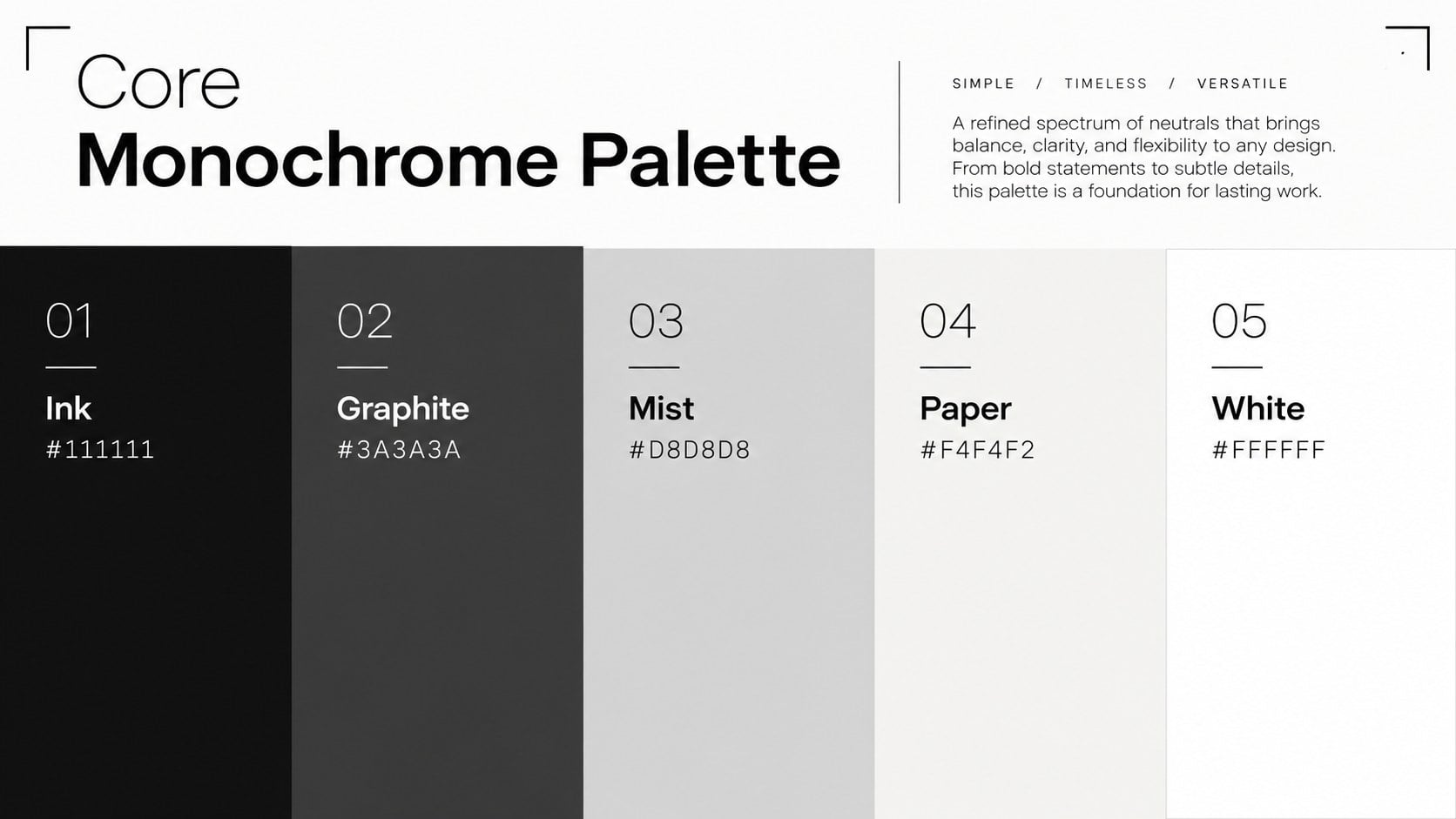 Modelo de apresentação Catálogo de Paletas de Cores em Tons de Cinza, slide 4