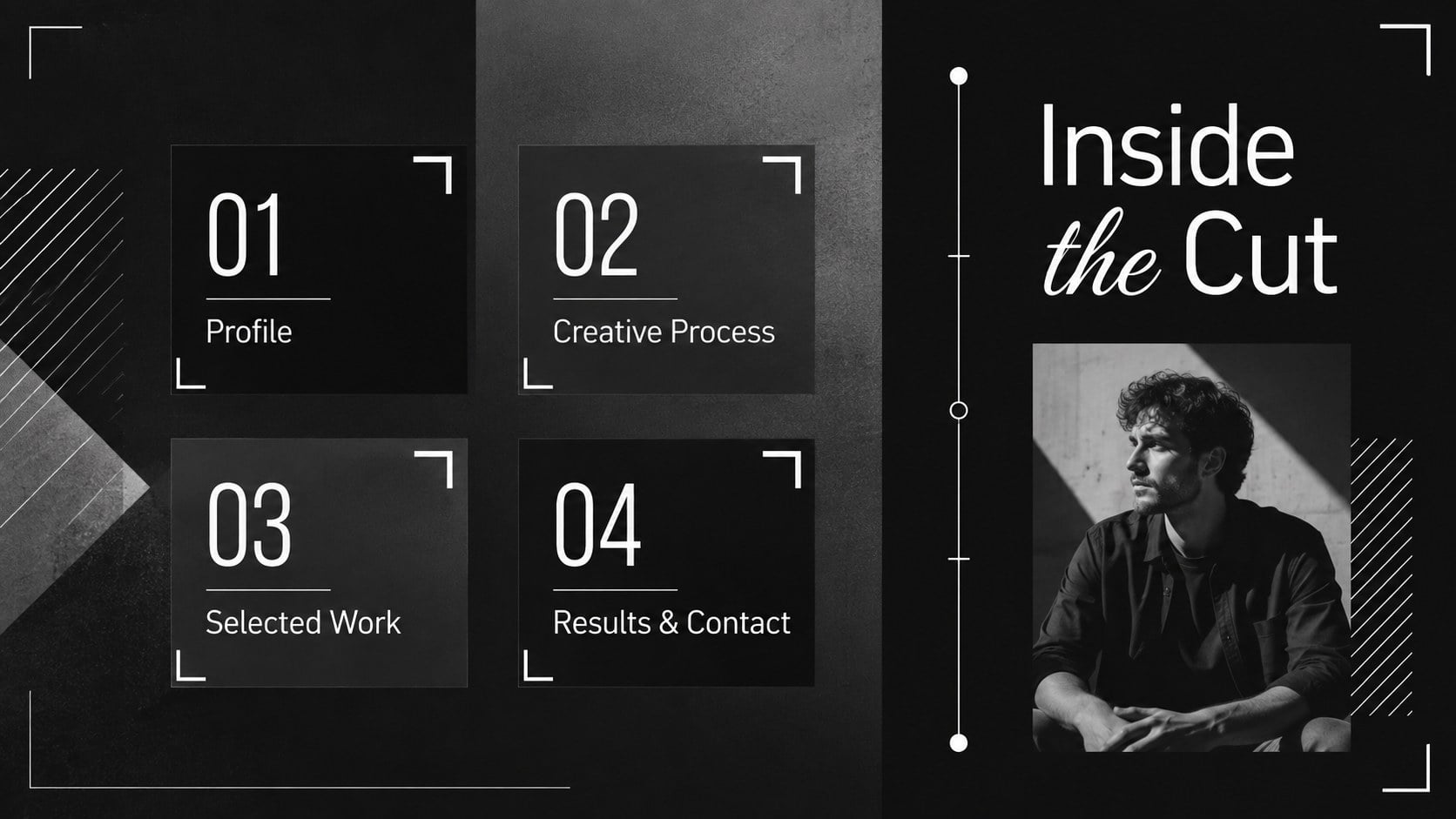 Monochrome Video Editor Showreel Deck presentation template, slide 2