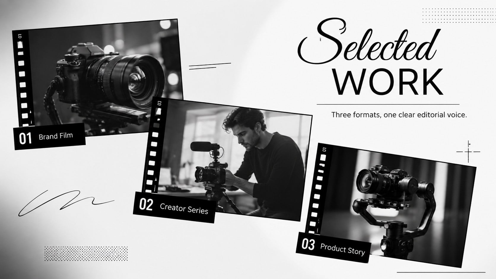 Monochrome Video Editor Showreel Deck presentation template, slide 6