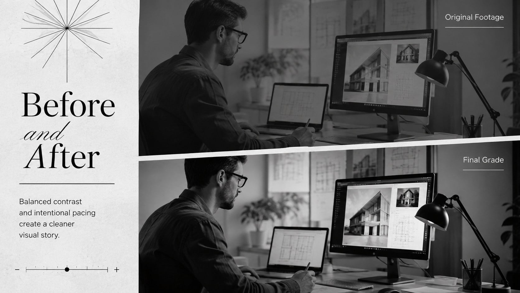 Monochrome Video Editor Showreel Deck presentation template, slide 8