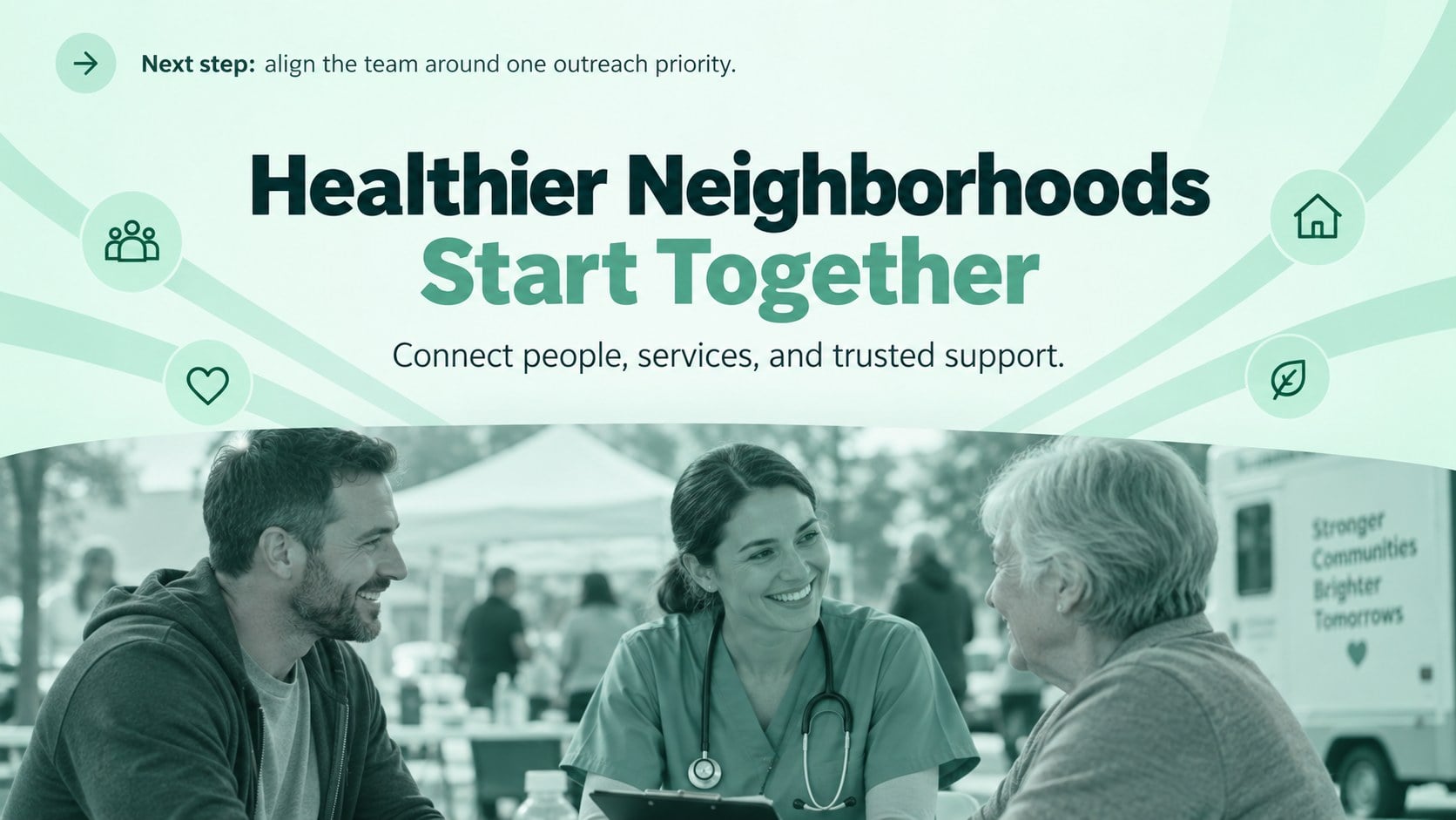 Neighborhood Health Clinic Outreach Deck presentation template, slide 15