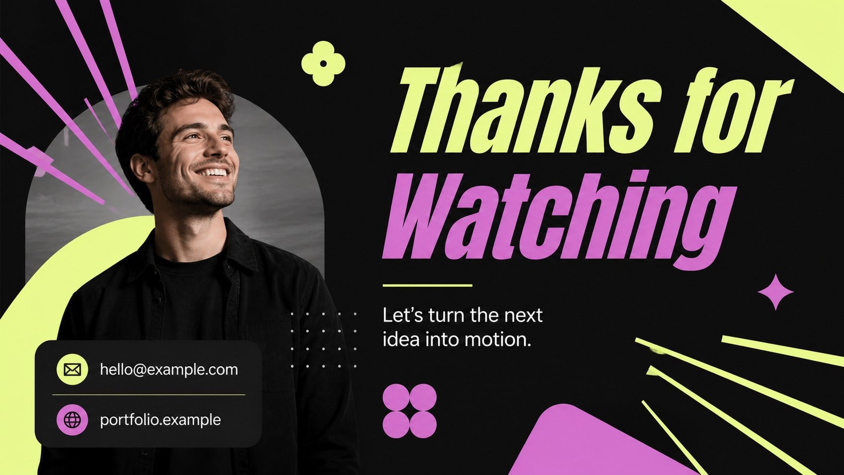 Neon Motion Design Portfolio presentation template, slide 15