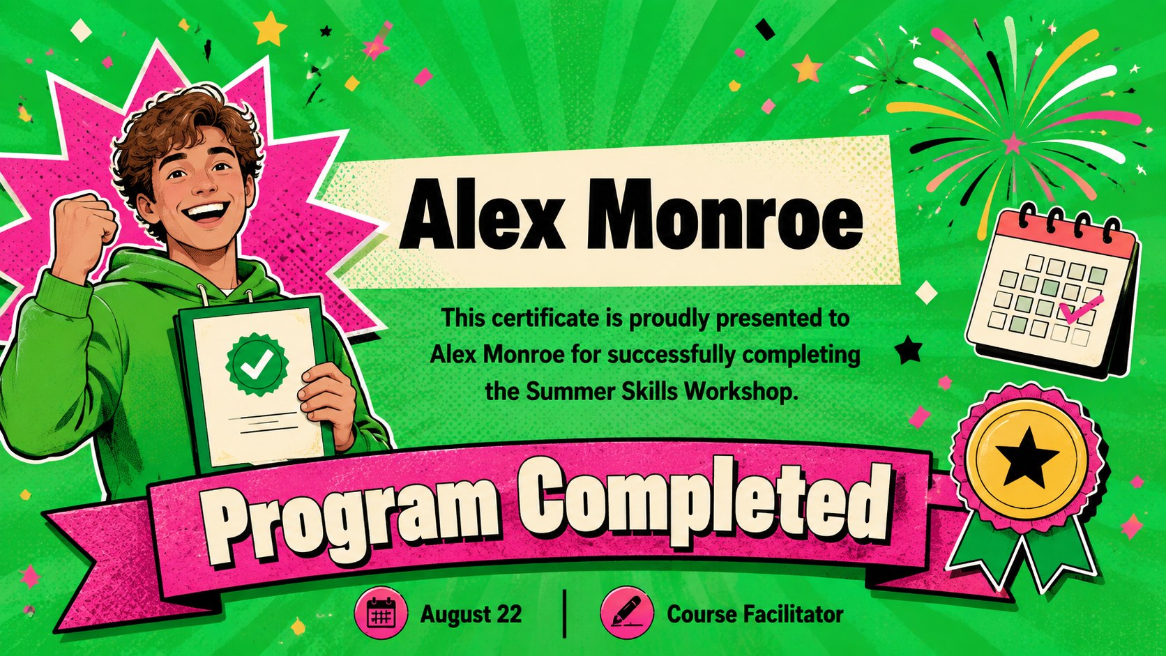 Modelo de apresentação Certificados de Verão Neon, slide 12