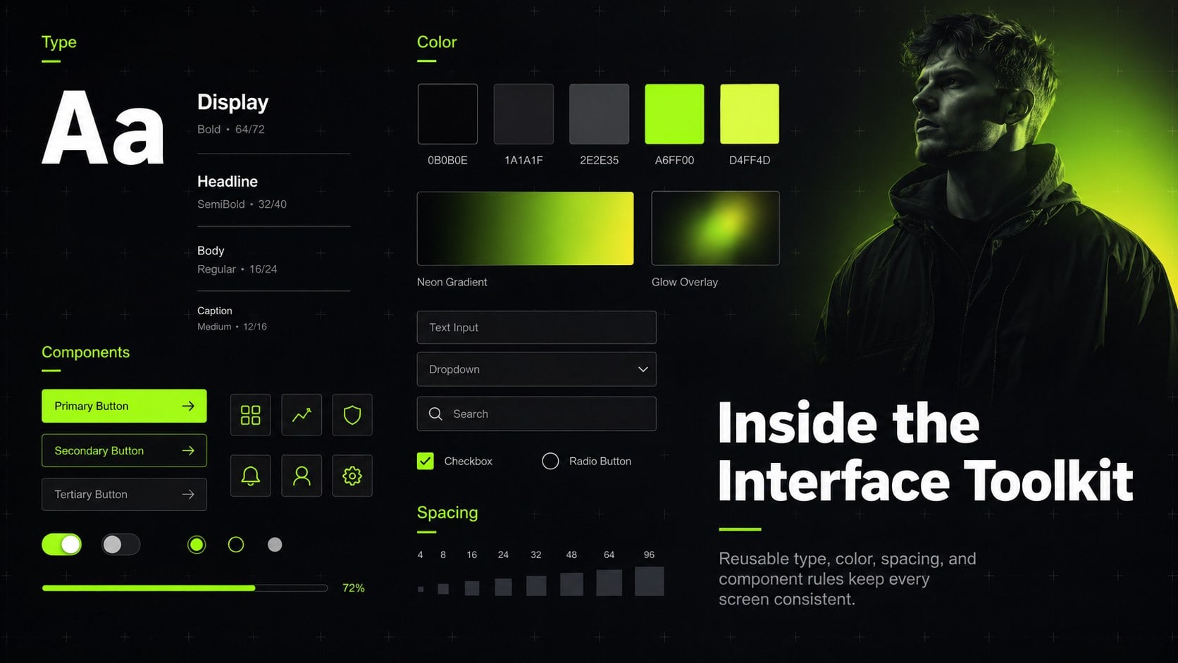 Neon Web Design Portfolio Pitch presentation template, slide 13