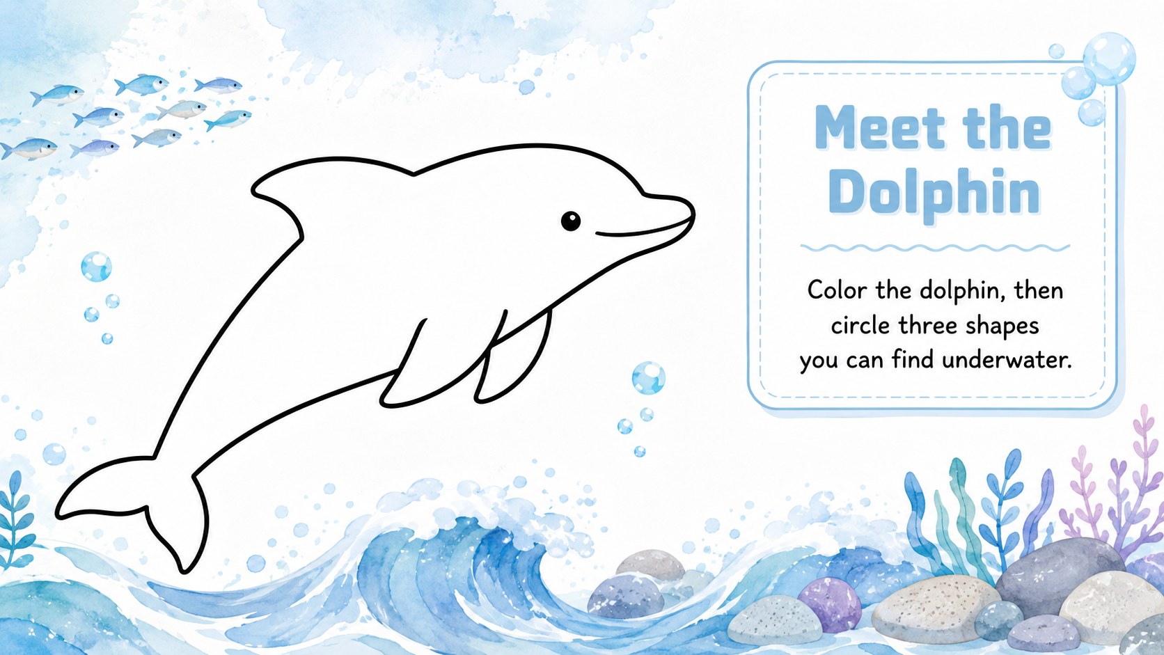 Modelo de apresentação Páginas para Colorir com Criaturas Marinhas, slide 2