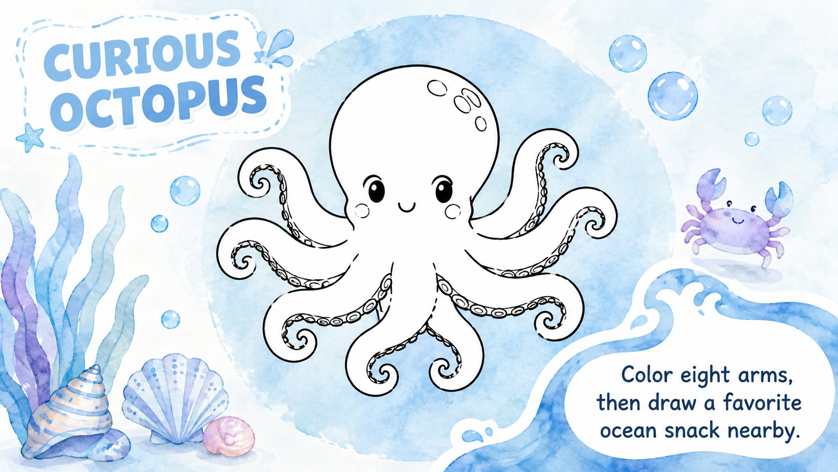 Modelo de apresentação Páginas para Colorir com Criaturas Marinhas, slide 4