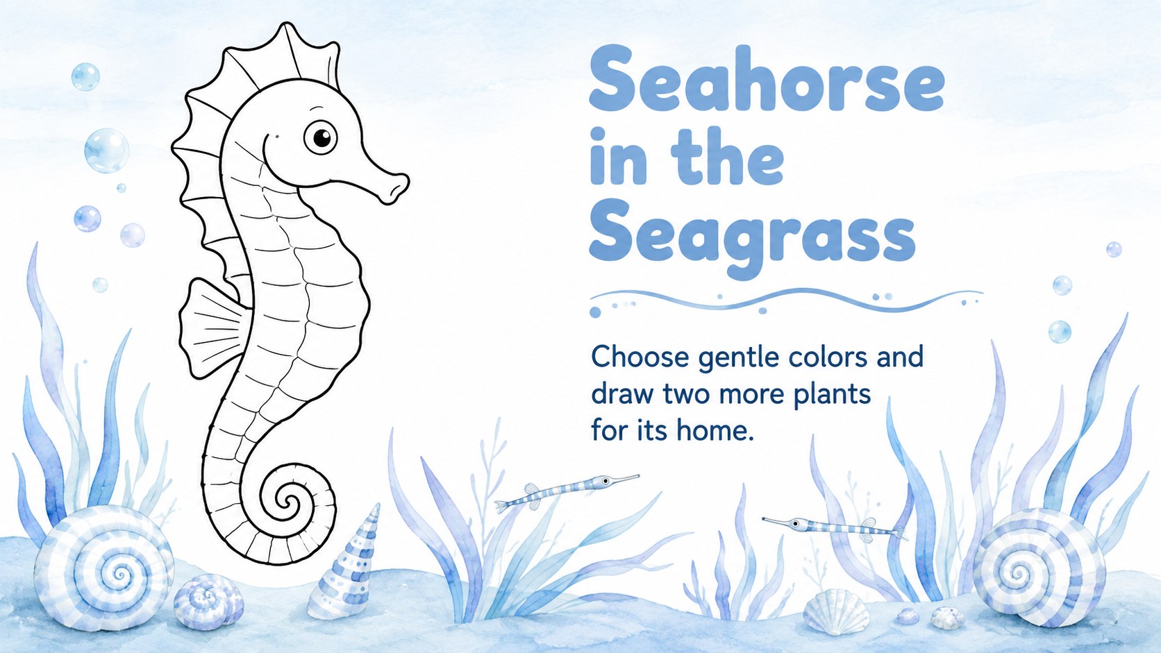 Modelo de apresentação Páginas para Colorir com Criaturas Marinhas, slide 5