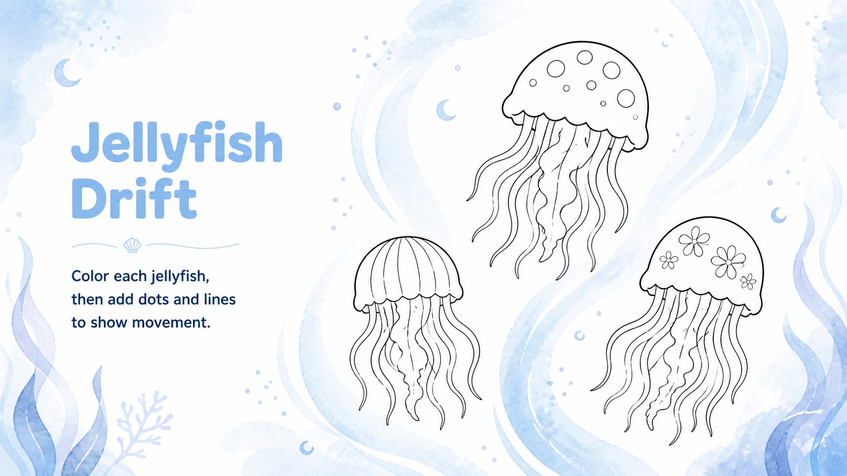 Modelo de apresentação Páginas para Colorir com Criaturas Marinhas, slide 6