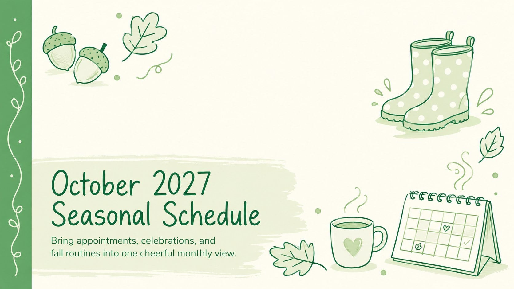 October 2027 Seasonal Schedule presentation template, slide 1