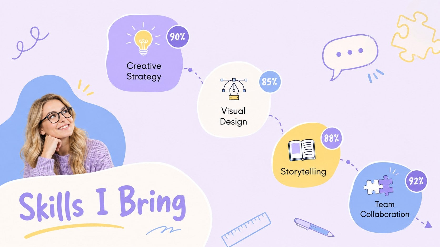 Pastel Doodle Portfolio Deck presentation template, slide 5